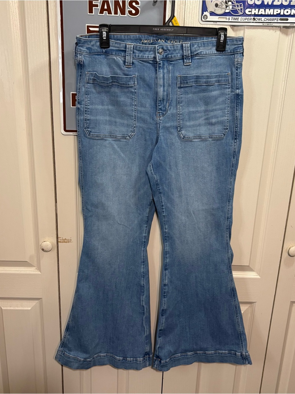 American Eagle Outfitters Medium Blue Flare Jeans for Women